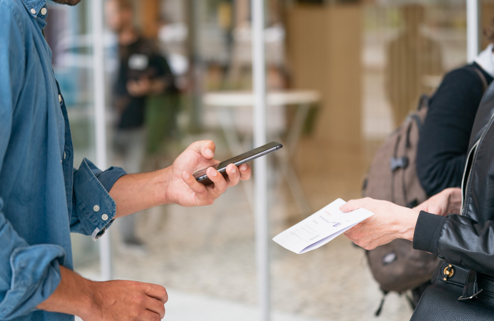 person scanning QR code 
